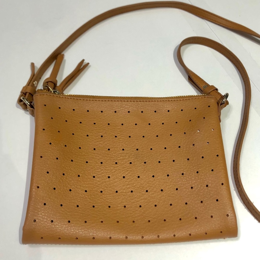 Old Navy Camel/Cognac Faux Leather Cross Body Bag
